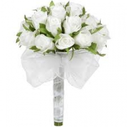 12 White Roses Hand Tied Bunch
