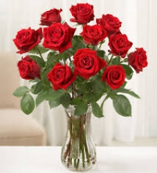 15 Red Roses In Vase