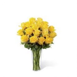 12 Yellow Roses In Vase