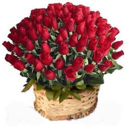 100 Red Roses Basket