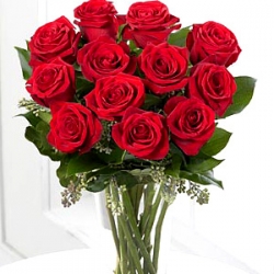 12 Red Roses Vase Arrangement 