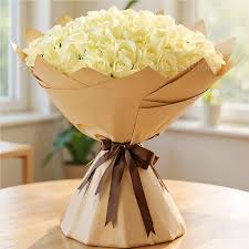100 White Roses Bouquet