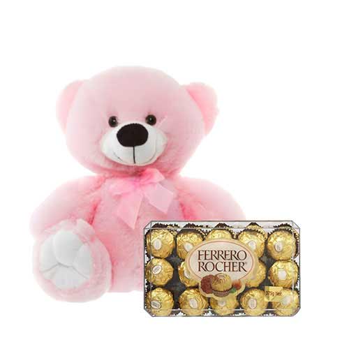 12 inch Pink Teddy with Premium Chocolate