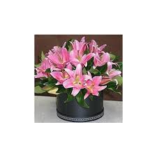 A charming box filled with lovely Pink lilies