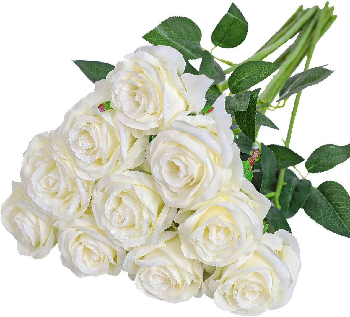 Artificial 10 White Roses Bouquet