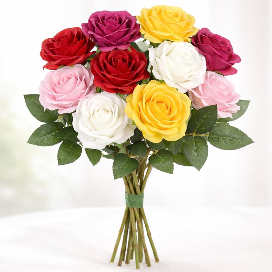 Artificial Multicolor Roses Bouquet