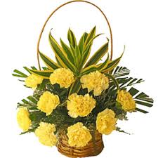 Basket Arrangement with Yellow Carnation