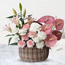 Beautiful pink and white floral arrangement.