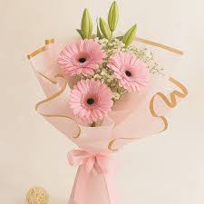 Bouquet of Pink Gerberas and White Lilies