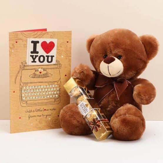 Cuddles Teddy Bear with Ferrero Rocher and Greeting card