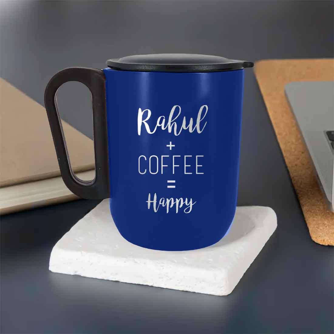 Cyan Colored Personalized Stainless steel Coffee Mug