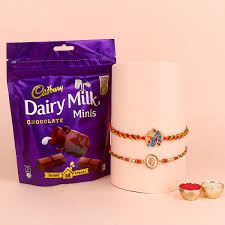 Dairy Milk Minis with an elegant Rakhi set