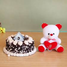 Darling Teddy Bear with Luscious Chocolate cake