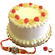 Delicious Pineapple cake with Fancy Rakhi