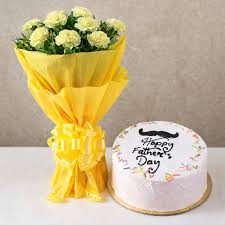 Delicious Vanilla Cake with Yellow Carnation Bouquet