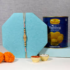 Designer Rakhi Paired with Delicious Raj Bhog