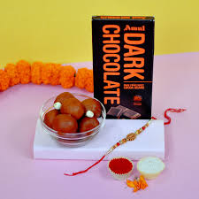 Designer Rakhi with yummy Gulaab Jamun & Premium Chocolate