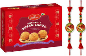 Dry fruit Besan Ladoo paired with 2 Fancy Rakhi's