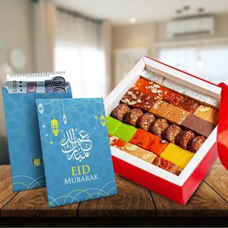 Eid Mubarak Greeting card and Assorted Mithai