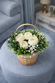 Elegant Artificial White Roses Floral Arrangement
