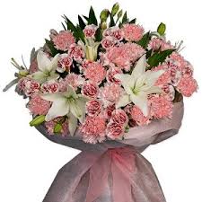 Elegant Light Pink and White Lilies Bouquet