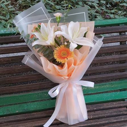 Enthral White & Orange Floral Bouquet