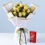 Exclusive Yellow Flower Bouquet & Lindt Chocolate combo
