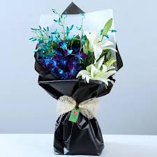 Exotic Blue & White Flower Bouquet