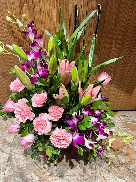 Exotic Pink and Purple floral Vase arrangement