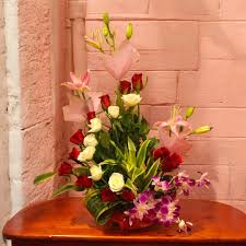 Exotic Pink,White,Red and Purple Colored Floral Arrangement
