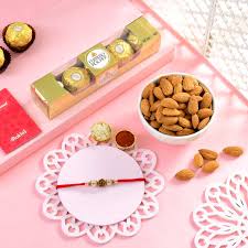Fancy Rakhi with Nutritious Almond and Premium Chocolate