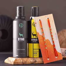 Fancy Rakhi's with Stag Perfume body spray