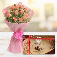 Ferrero Rocher moment with a lovely bouquet of Pink roses