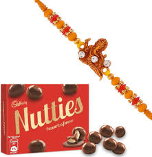 Ganpati Design Kundan Rakhi with Cadbury Nutties
