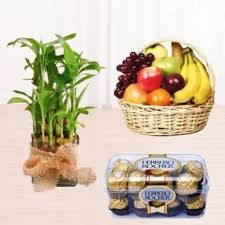 Good Luck plant with Fresh Fruit & Ferrero Rocher