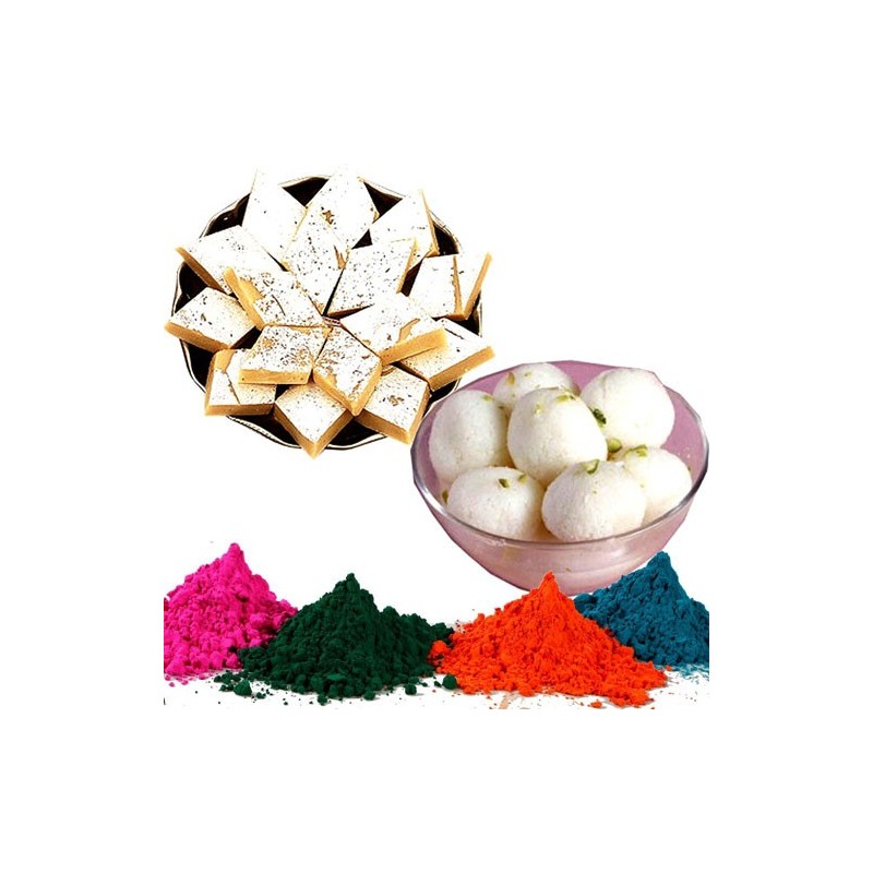Holi's Famous Indian Mithais and Herbal Gulal Combo