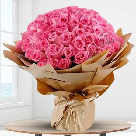 MyFlowersShops 100 Pink Roses Luxury Bouquet | Fresh Flower Delivery in Pune