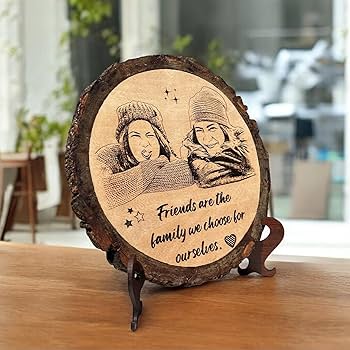 Personalised circular tabletop photo frame for best buddy.