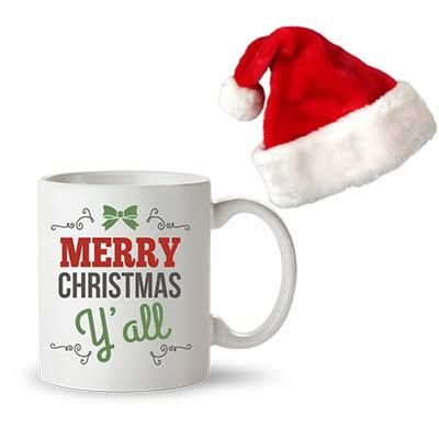 Personalized Christmas Gift Combo - Custom Coffee Mug & Santa Cap