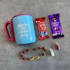 Personalized gift with fancy Rakhi & Chocolate combo