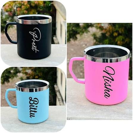 Personalized Insulated Stainless Steel Coffee Mug (Black, Pink, Blue)
