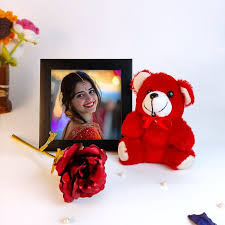 Personalized Tabletop Photo Frame with Cute Teddy Bear.