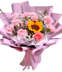 Pink Carnation with Sunflowers Bouquet