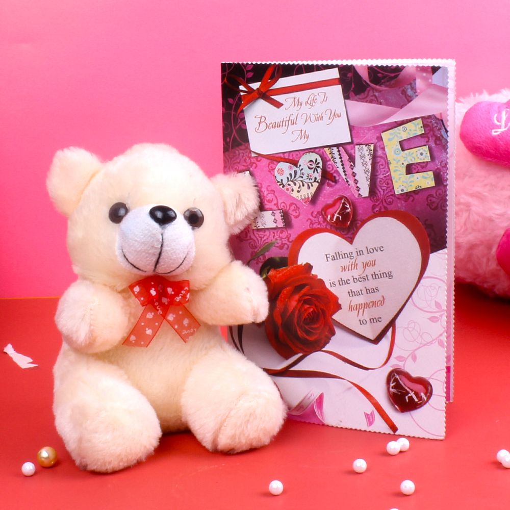 Pink Teddy Bear "I Love You" Romantic Greeting Card