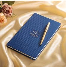 Premier Parker Blue Notebook With Premium Parker Galaxy Gold ball pen