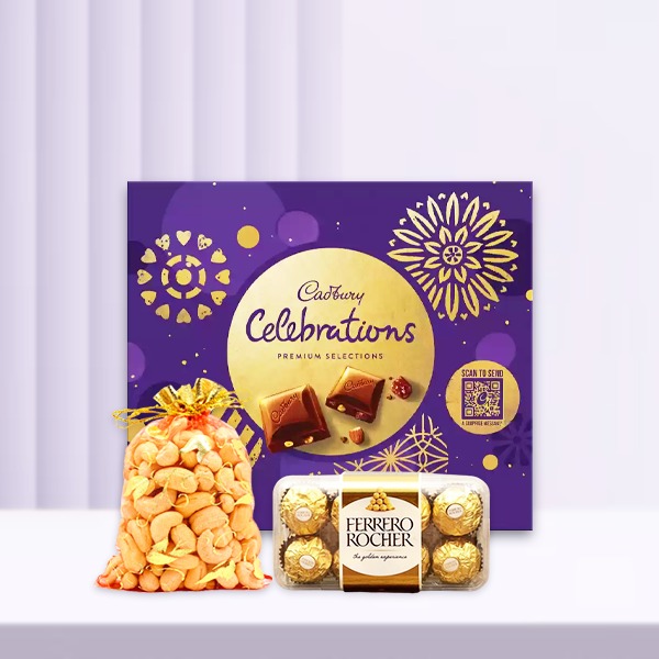 Premium chocolates and crunchy kaju gift set