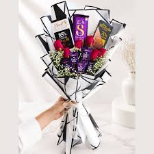 Premium Chocolates with Red Roses Bouquet