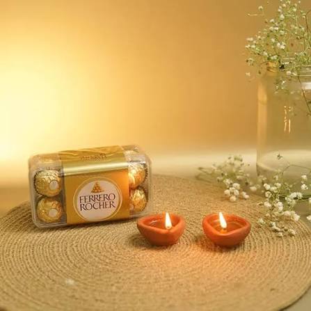 Premium Ferrero Rocher with Diyas combo gift for Diwali