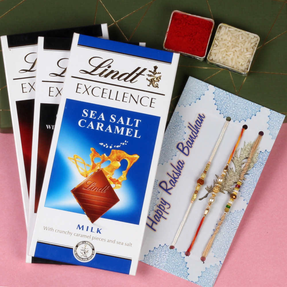 Premium Lindt Chocolate paired with Fancy Rakhi