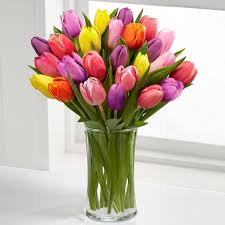 Premium Multicoloured Tulip Fused in Vase